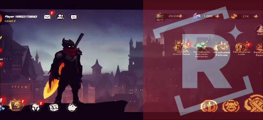 Shadow Knight Pedang Game 3 Mod APK menu screen